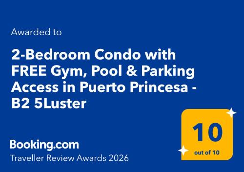 Puerto Princesa City Centre Apartment | 2-Bedroom Puerto Princesa to unwind at rentals near PPC Airport, FREE Pool, FREE Parking - B2 5Luster
