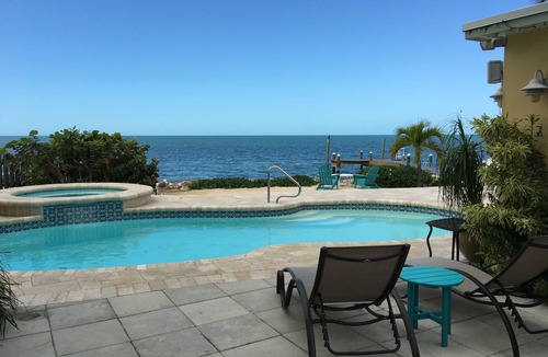 Marathon House | Gulffront Waterfront open water views heated private pool,hot tub, kayaks, bikes