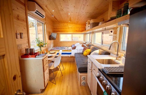 Arroyo Hondo Cabin | Rainbow Tiny Home with View & Hot Tub near Hot Springs, El Prado, NM