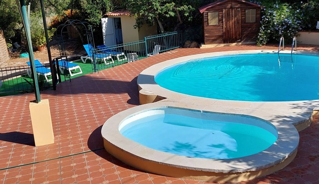 Andalusian house at Malaga, terrace, garden, pool, BBQ