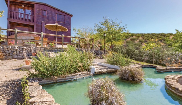 This completely wooden constructed vacation home in Priego de Córdoba offers space for 6 vacation gu